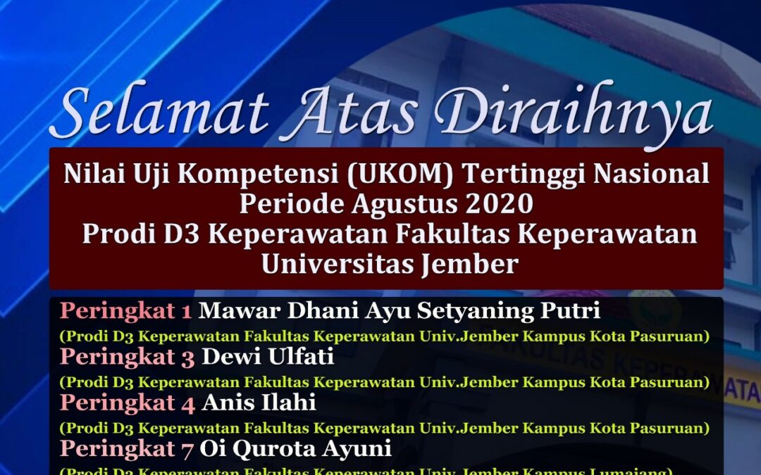 Mahasiswa D3 Keperawatan Universitas Jember Raih Prestasi Capaian Nilai Tertinggi Uji Kompetensi Nasional