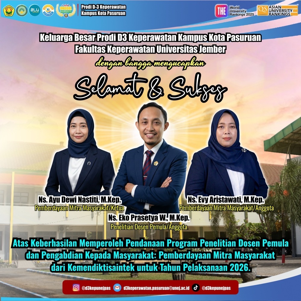 Tiga Dosen Prodi D3 Keperawatan Kampus Kota Pasuruan Raih Pendanaan Kemendiktisaintek 2026 untuk Penelitian dan Pengabdian Masyarakat