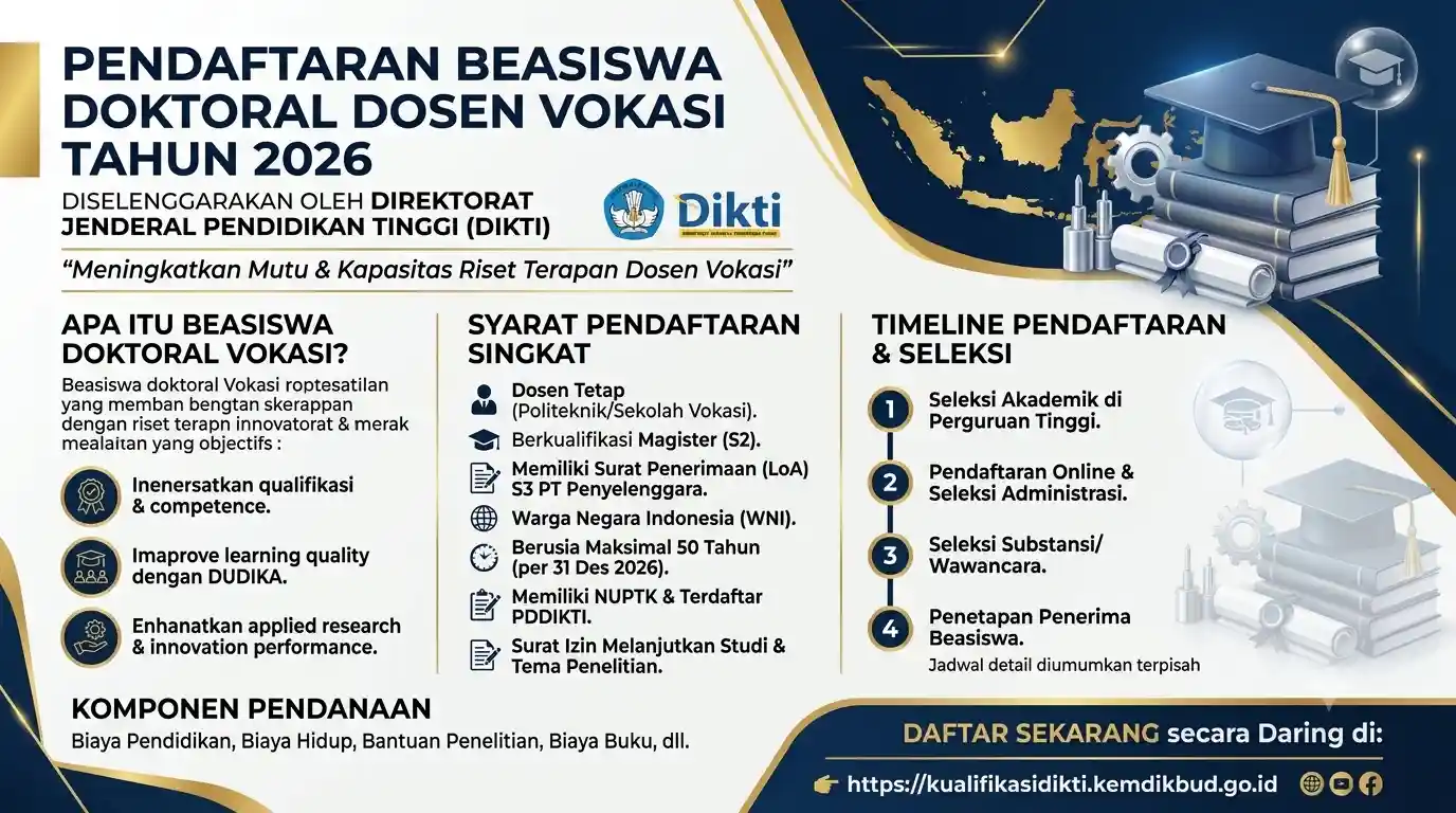 Beasiswa Doktoral Dosen Vokasi Tahun 2026