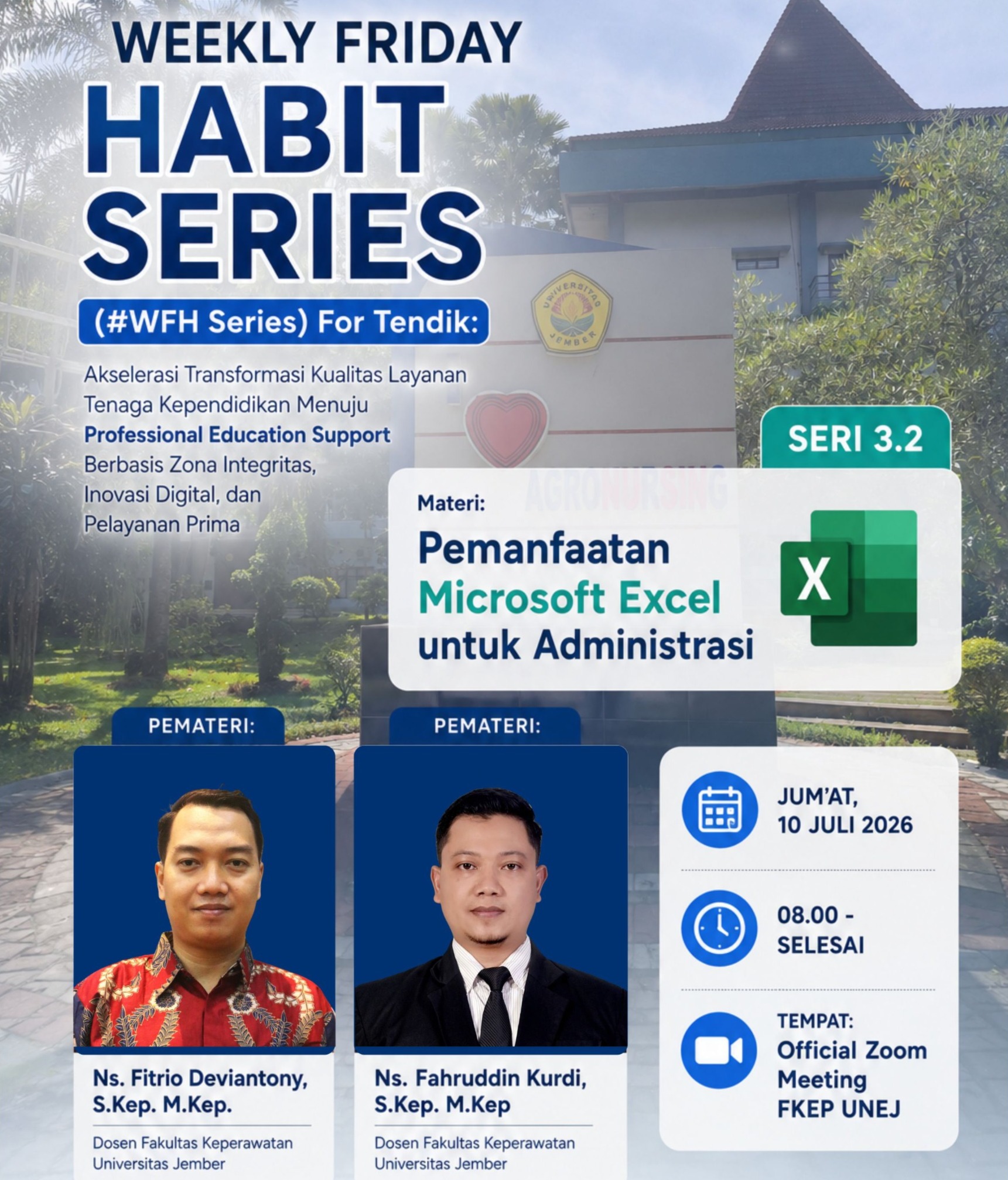 Perkuat Implementasi Zona Integritas, Fakultas Keperawatan Universitas Jember Gelar Webinar Transformasi Administrasi Digital bagi Tenaga Kependidikan